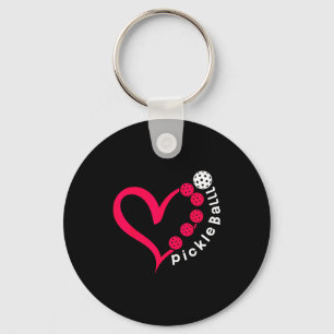 Pickleball valentine - heart pickleball lovers key ring