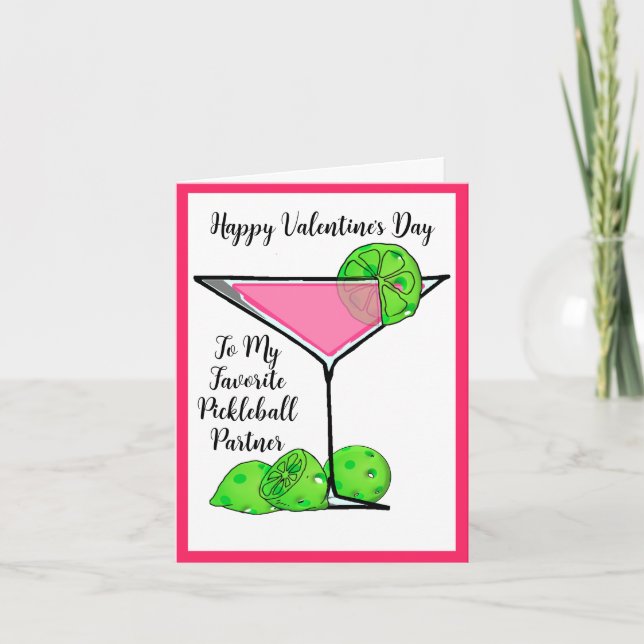 Pickleball Valentine I love the way you dink Cosmo Holiday Card (Front)