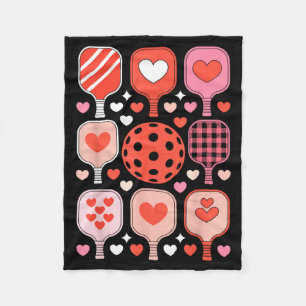 Pickleball valentine's day funny heart paddleball fleece blanket