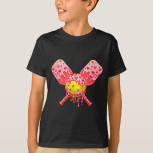 Pickleball valentines day ice cream drip heart boy T-Shirt
