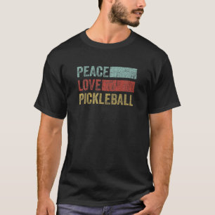 Pickleball Vintage Peace Love Funny Pickleball Pad T-Shirt
