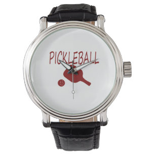 pickleball w paddle and ball red watch