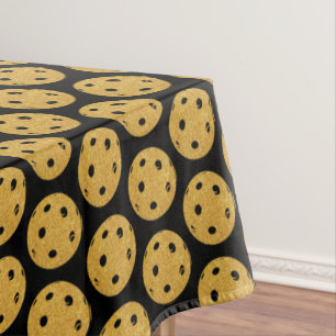 Pickleball Wedding Black and Gold Bachelor Party Tablecloth