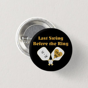 Pickleball Wedding Black and Gold Personalised 3 Cm Round Badge