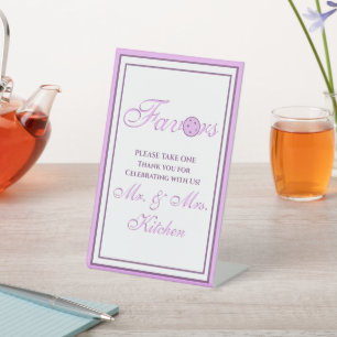Pickleball Wedding Personalised Lavender and White Pedestal Sign