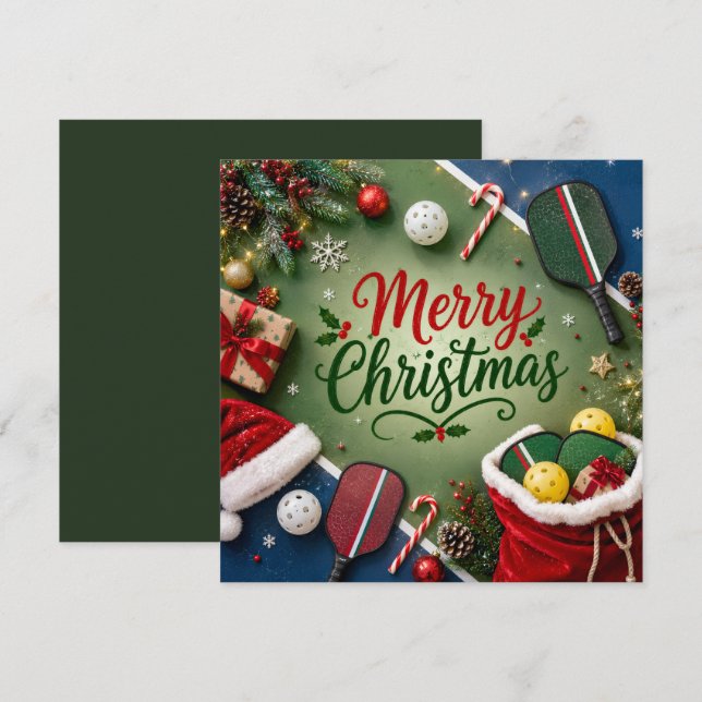 Pickleball with Christmas Frame Holiday Card (Front/Back)
