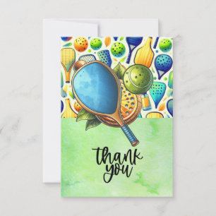 Pickleball with flowers funny thank you card