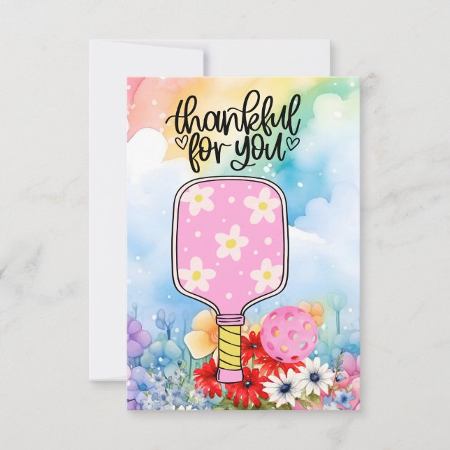 Pickleball with flowers thank you card (Front)
