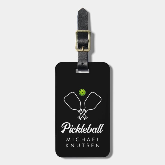Pickleball with Paddles & Ball Personalised  Luggage Tag (Front Vertical)