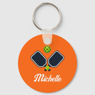 Pickleball with Paddles & Ball Personalised Name Key Ring