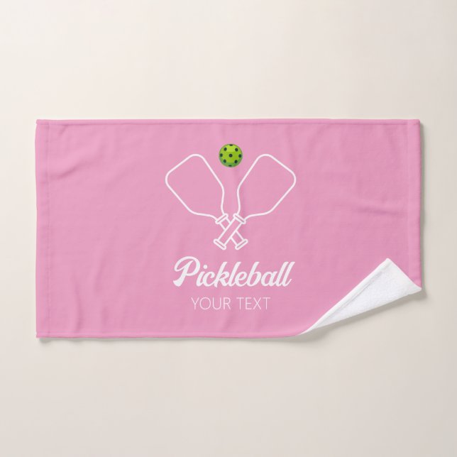 Pickleball with Paddles & Ball Personalised Pink Hand Towel (Hand Towel)