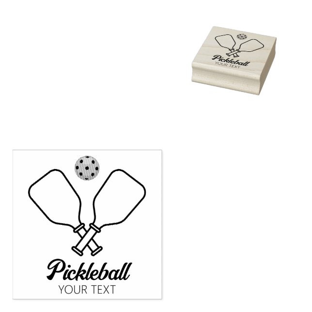 Pickleball with Paddles & Ball Personalised  Rubber Stamp (Stamped)