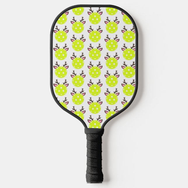 Pickleball with Reindeer Antlers. Funny Pickleball Paddle (Front)