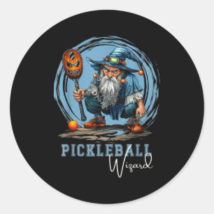 Pickleball wizard funny fantasy sports art classic round sticker