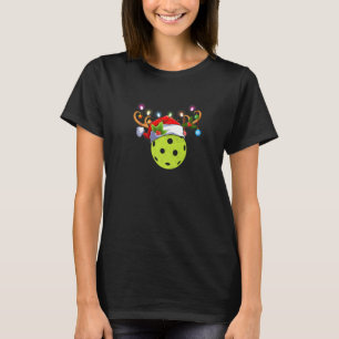 Pickleball Xmas - Reindeer Santa Hat Pickleball Ch T-Shirt