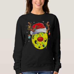 Pickleball Xmas Reindeer Santa Hat Pickleball Chri Sweatshirt