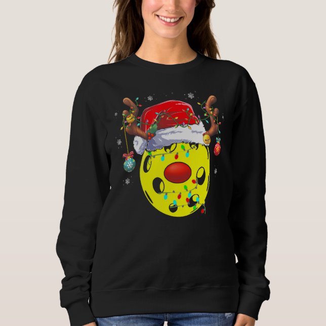 Pickleball Xmas Reindeer Santa Hat Pickleball Chri Sweatshirt (Front)