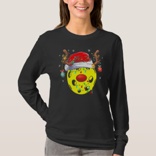 Pickleball Xmas Reindeer Santa Hat Pickleball Chri T-Shirt