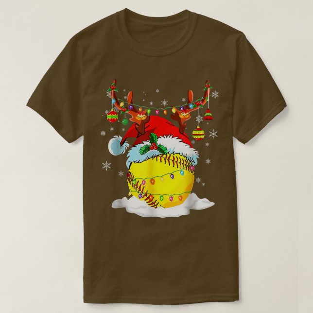 Pickleball Xmas Reindeer Santa Hat Pickleball Chri T-Shirt (Design Front)