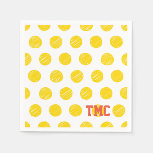 Pickleball Yellow Polka Dot Balls INITIALS Sports  Napkin