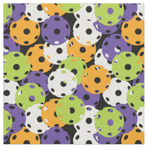 Pickleball - yellow, purple, green, white on black fabric