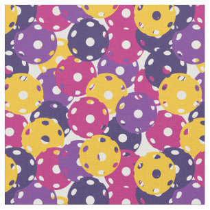 Pickleball - yellow, purple, pink on white fabric