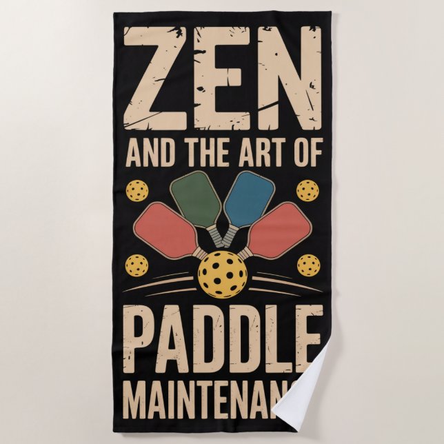 Pickleball Zen Paddle Maintenance Graphic Beach Towel (Front)