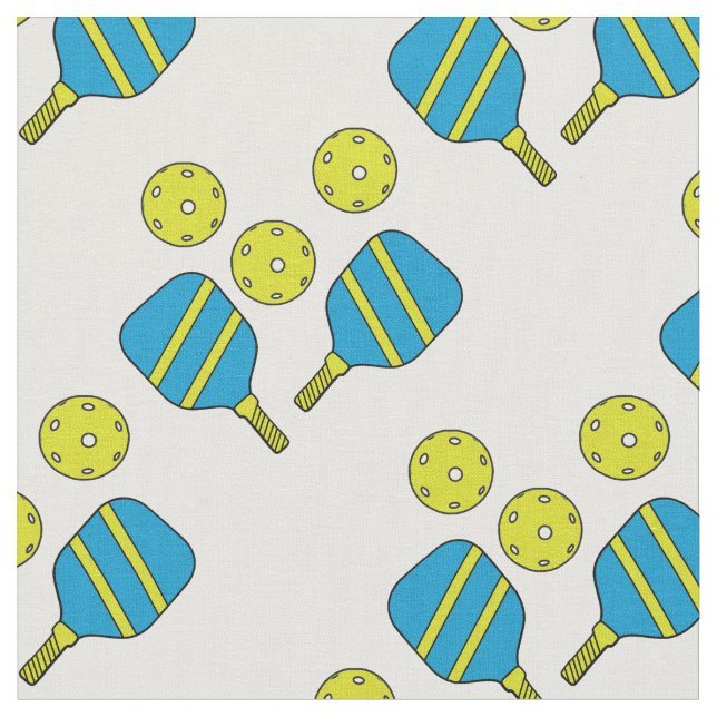 Pickleballs and paddles pattern, custom backgroud fabric (Close Up)