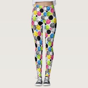 Pickleballs on a grid and white backgroud Leggings