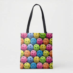 Pickleballs on Black Background Tote Bag