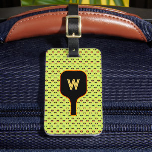Pickleballs & paddle monogram (green) luggage tag