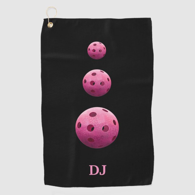 Pickleballs Pink Initials Sweat Towel (Front)