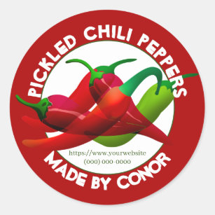 Pickled Chilli Peppers Circle Classic Round Sticke Classic Round Sticker