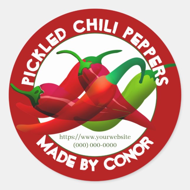 Pickled Chilli Peppers Circle Classic Round Sticke Classic Round Sticker (Front)