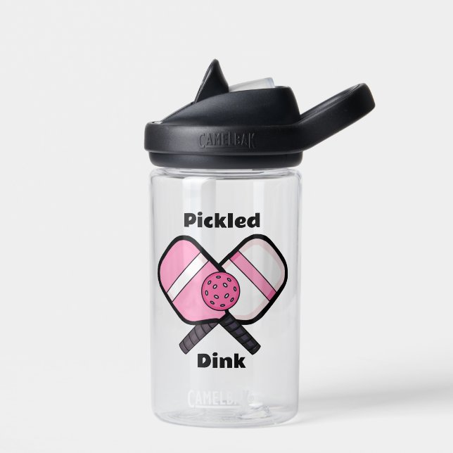 Pickled Dink Funny Pickleball Pun Water Bottle (Left)