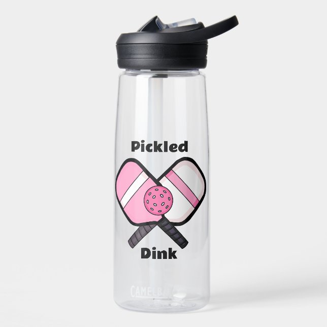 Pickled Dink Funny Pickleball Pun   Water Bottle (Left)
