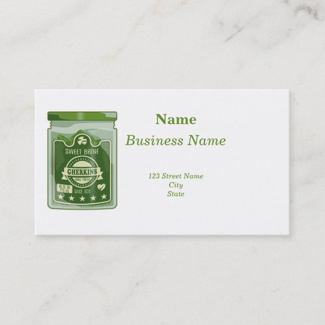 Pickled Gherkins Jar Pop Art Business Card (Front)