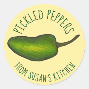 Pickled Peppers Green Hot Jalapeno Personalised Classic Round Sticker