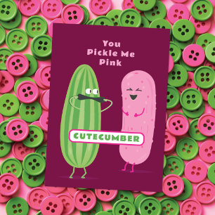 Pickled Pink   Cute Cucumber Kids Valentine Card 