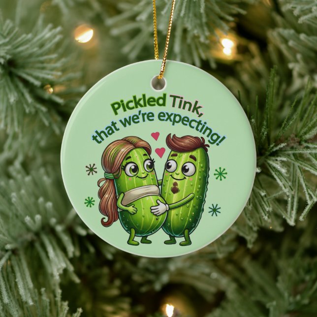 Pickled Tink That We're Expecting Pickle Couple Ceramic Tree Decoration (Tree)