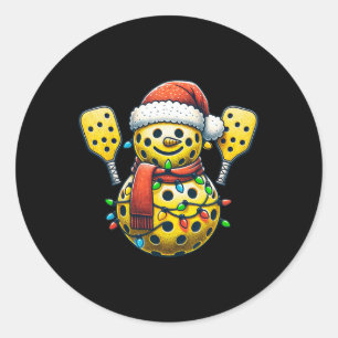 Picklell Snowman Santa Hat Lights Christmas Pickle Classic Round Sticker