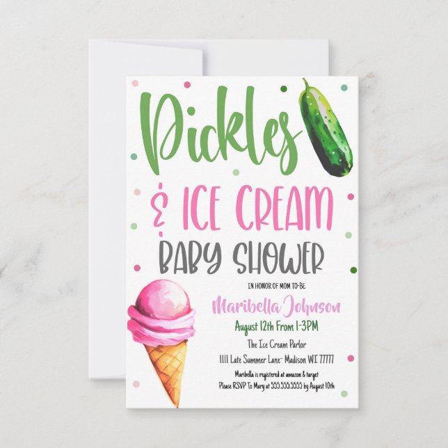 Pickles and Ice Cream Baby Shower Invitation (Front)