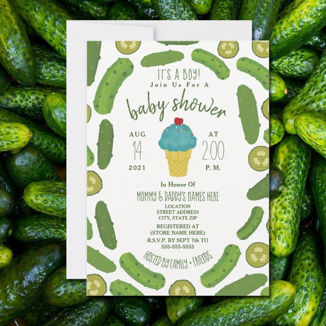Pickles and Ice Cream Boy Baby Shower Invitation (Creator Uploaded)