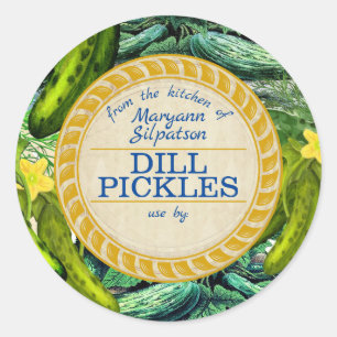 Pickles canning personalized from the kitchen of classic round sticker