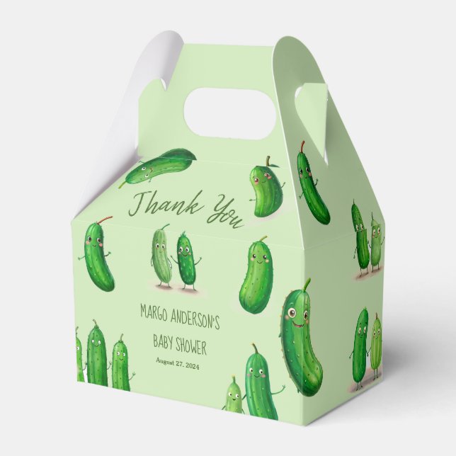 Pickles Cucumber Green Whimsical Baby Shower Favour Box (Front Side)