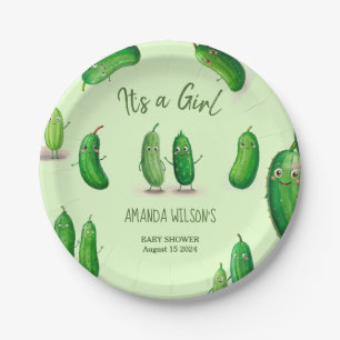 Pickles Cucumber Green Whimsical Baby Shower Paper Plate
