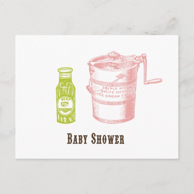 Pickles & Ice Cream Baby Shower Invitation Postcard (Front)
