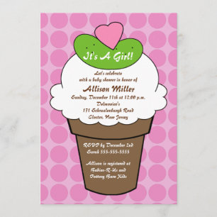 Pickles & Ice Cream Girls Baby Shower Invitation