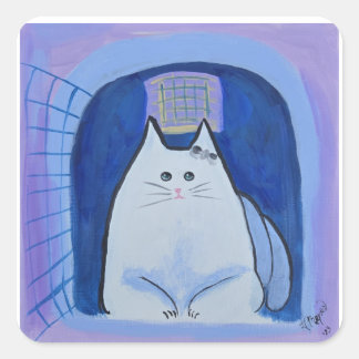 Pickles in her Little House Square Sticker