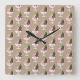 Pickles n Ice Cream Square Wall Clock